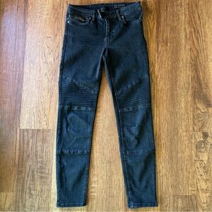 All Saints Jeans Black Skinny Fit Biker Moto 26